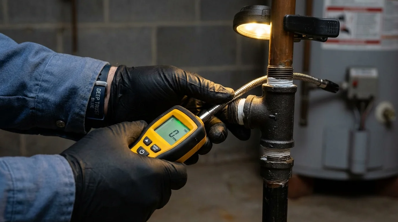 Gas leak detection with electronic sniffer by Johns Plumbing LLC in DeFuniak Springs