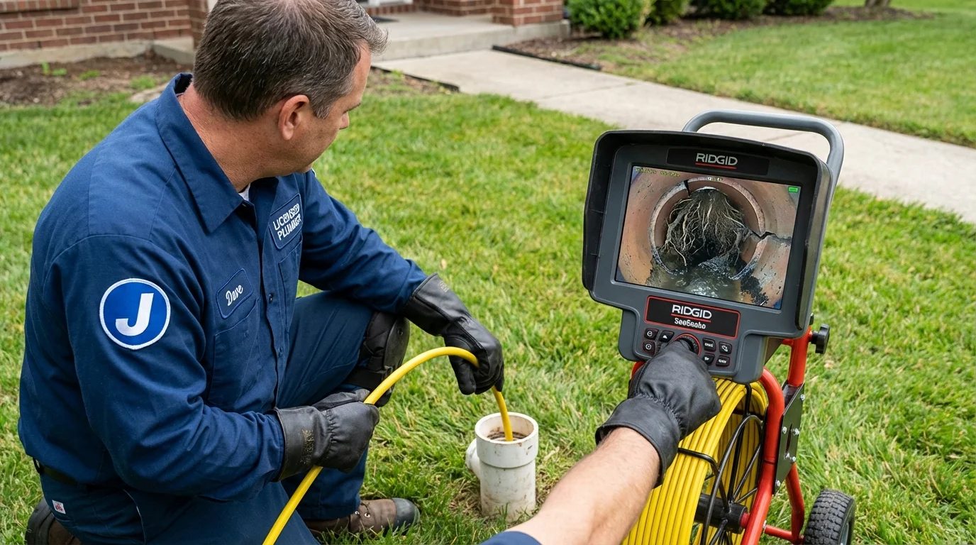 Sewer camera inspection being performed by Johns Plumbing LLC in DeFuniak Springs