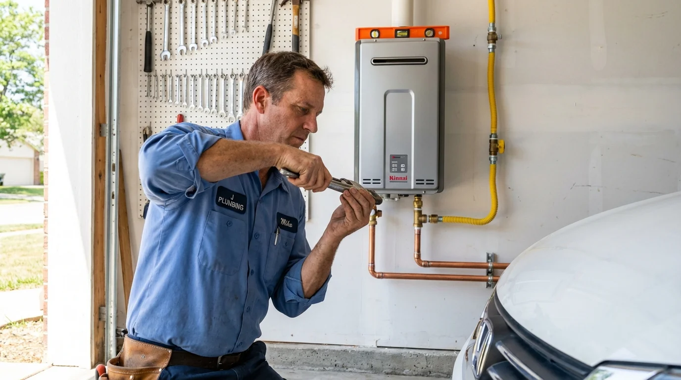 Tankless water heater installation by a Johns Plumbing LLC plumber in DeFuniak Springs